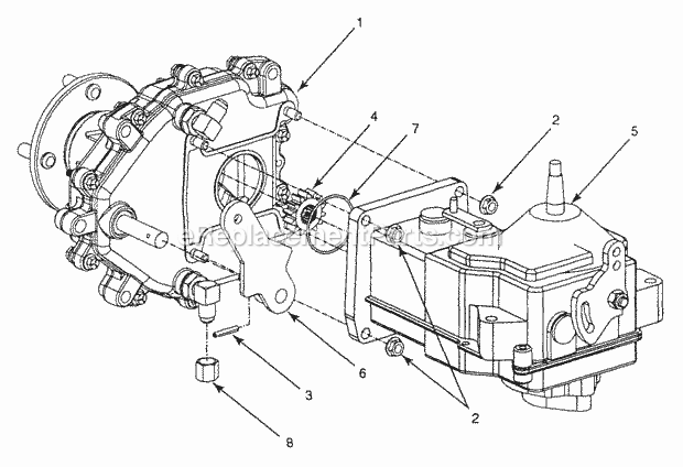 Complete Transmission Assembly (L.H. Shown) Diagram and Parts List for Z54 53AC385K100 Cub Cadet Lawn Mower